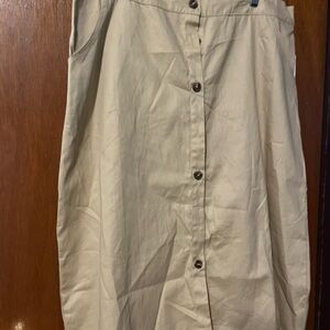 Classic Tan Button-Down Skirt